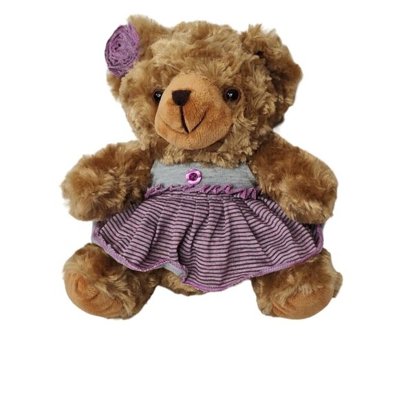 Unbranded Brown Teddy Bear Removable Dress Stuffed Animal Plush Soft Toy 9 in - Picture 1 of 6